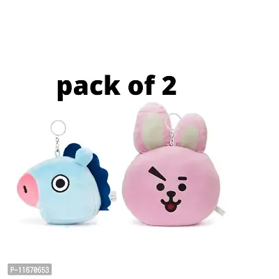 Caaju soft Plush face Mang-Cooky Special Cartoon characters Compatible for BTS BT21 keychain for kids And BTS Cartoon Sticker Free pack of 2-thumb2