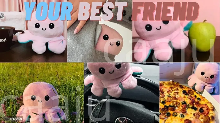 Fusked Emotional sad and Happy Reversible Moody Octopus Mini Plush Side Changing Stuffed Toy | Mini Cute Baby Reversible Octopus Plush Super Soft Toys | Sky Blue & Light Pink Buy 1 Get 1 Free-thumb4