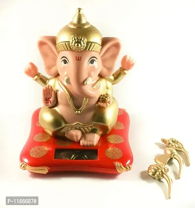 Caaju's Plastic Lord Ganesha Moving Hands Solar Statue-thumb2