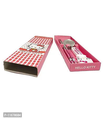 Fusked Hello Kitty Spoon Chopstick Gift Set | Birthday Gift Set for Kids (Pink)-thumb2