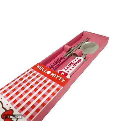 Fusked Hello Kitty Spoon Chopstick Gift Set | Birthday Gift Set for Kids (Pink)-thumb0