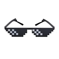 Naughtyy Musketeers Men's Thug Life with Pixelated Mosaic Acrylic Black Sunglasses-thumb2