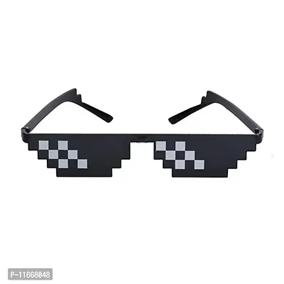 Naughtyy Musketeers Men's Thug Life with Pixelated Mosaic Acrylic Black Sunglasses-thumb3