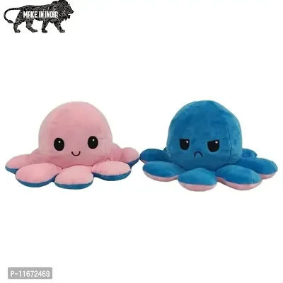 Fusked Emotional sad and Happy Reversible Moody Octopus Mini Plush Side Changing Stuffed Toy | Mini Cute Baby Reversible Octopus Plush Super Soft Toys | Dark Blue & Pink Buy 1 Get 1 Free-thumb2