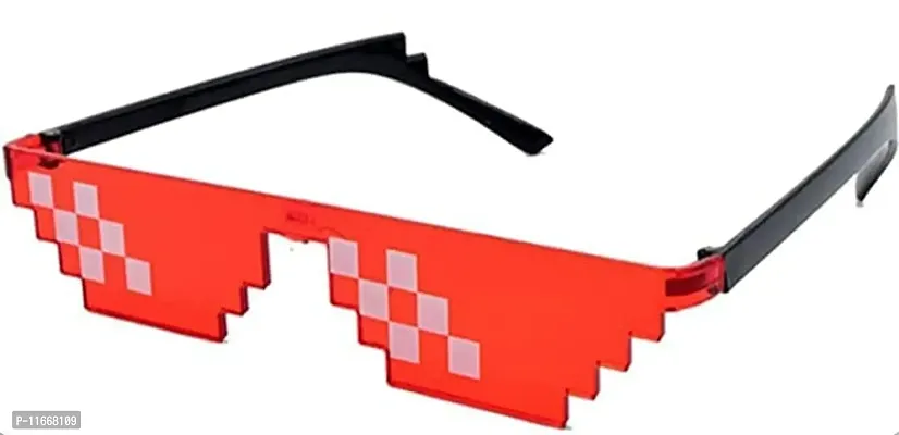 Fusked Thug Life Sunglasses Pixelated Mosaic Glasses Party Glasses MLG Shades (12 Pixels) Made in India (RED)-thumb0