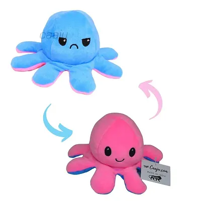 Fusked Emotional sad and Happy Reversible Moody Octopus Mini Plush Side Changing Stuffed Toy | Mini Cute Baby Reversible Octopus Plush Super Soft Toys | Sky Blue  Pink Buy 1 Get 1 Free