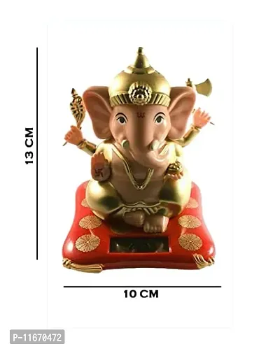 Caaju Ganesha Idol for Car dashbard Statue murti for Office Home Decor Solar Moving Hand Lord Ganesh ji Decoration Moorti Ganpati-thumb3