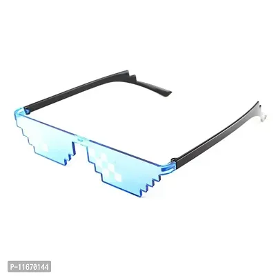 Caaju Thug Life Sunglasses Pixelated Mosaic Glasses Party Glasses MLG Shades (12 Pixels) Made in India (BLUE)