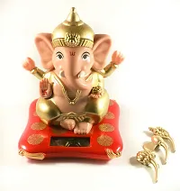 Caaju Ganesha Idol for Car dashbard Statue murti for Office Home Decor Solar Moving Hand Lord Ganesh ji Decoration Moorti Ganpati-thumb1