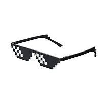 Naughtyy Musketeers Men's Thug Life with Pixelated Mosaic Acrylic Black Sunglasses-thumb1