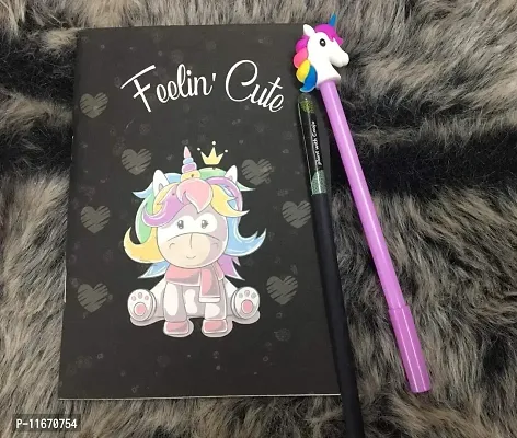 Caaju Unicorn plantable diary with 1 plantable pencil 1 unicorn pen- black-thumb0