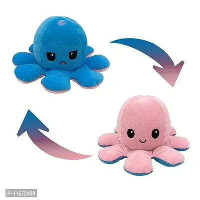Fusked Emotional sad and Happy Reversible Moody Octopus Mini Plush Side Changing Stuffed Toy | Mini Cute Baby Reversible Octopus Plush Super Soft Toys | Dark Blue & Pink Buy 1 Get 1 Free
