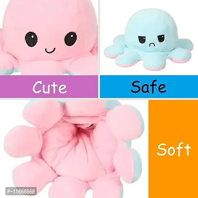Fusked Emotional sad and Happy Reversible Moody Octopus Mini Plush Side Changing Stuffed Toy | Mini Cute Baby Reversible Octopus Plush Super Soft Toys | Sky Blue & Light Pink Buy 1 Get 1 Free-thumb2