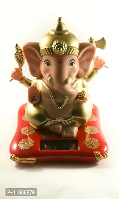 Caaju's Plastic Lord Ganesha Moving Hands Solar Statue