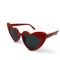 Fusked Caaju Red heart Sun Glasses Stylish and Trendy Flame Sunglasses Flame Rimless Sunglasses Rimless Heart Shape Glasses Eyewear for Party -Red heart Sunglass-thumb2