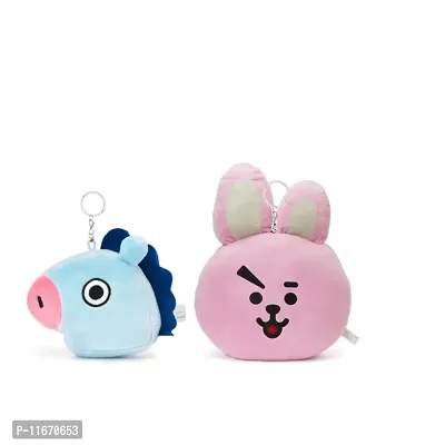 Caaju soft Plush face Mang-Cooky Special Cartoon characters Compatible for BTS BT21 keychain for kids And BTS Cartoon Sticker Free pack of 2-thumb0
