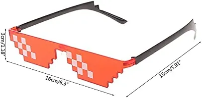 Fusked Thug Life Sunglasses Pixelated Mosaic Glasses Party Glasses MLG Shades (12 Pixels) Made in India (RED)-thumb2