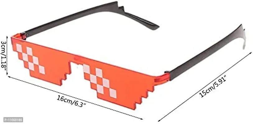 Fusked Thug Life Sunglasses Pixelated Mosaic Glasses Party Glasses MLG Shades (12 Pixels) Made in India (RED)-thumb3