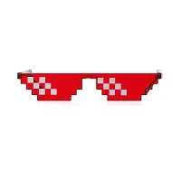 Fusked Thug Life Sunglasses Pixelated Mosaic Glasses Party Glasses MLG Shades (12 Pixels) Made in India (RED)-thumb1