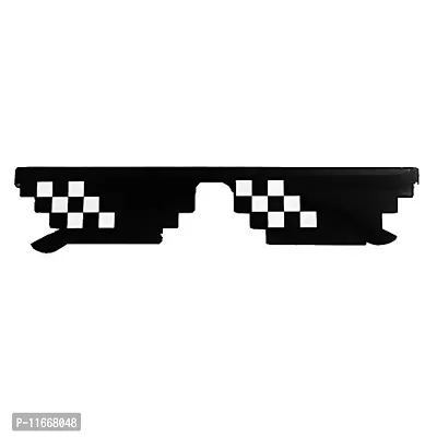 Naughtyy Musketeers Men's Thug Life with Pixelated Mosaic Acrylic Black Sunglasses-thumb4