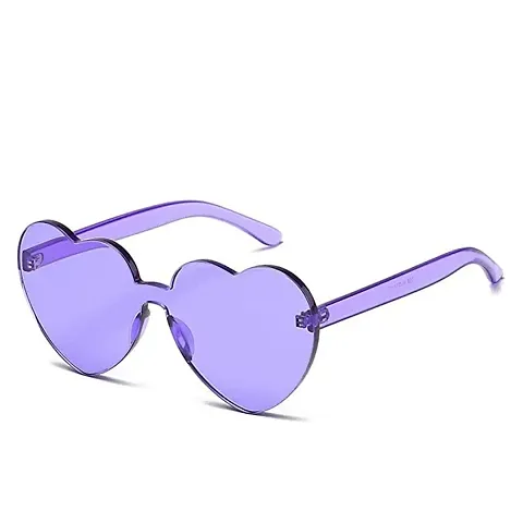 Caaju Fancy Sylish Heart Shaped Sun Glasses Stylish and Trendy Sunglasses (Purple)