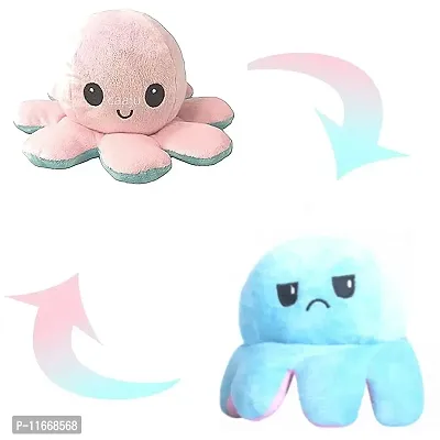 Fusked Emotional sad and Happy Reversible Moody Octopus Mini Plush Side Changing Stuffed Toy | Mini Cute Baby Reversible Octopus Plush Super Soft Toys | Sky Blue & Light Pink Buy 1 Get 1 Free