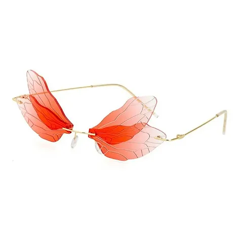 FUSKED Dragon Fly Sunglass cool Sunglass, Rimless Frameless Butterfly Sun glasses Unisex Vintage Eyewear SUNGLASS