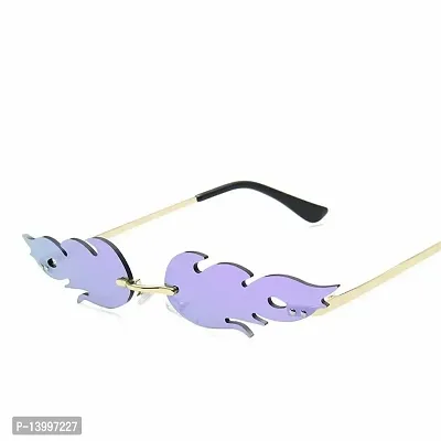 Bold Fire Flaming Shape Color Tinted Lens Rimless Flames Sunglasses D0 -  zeroUV