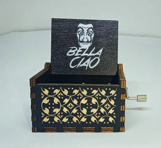 Wooden Hand Made Carved Theme Crank Music Box