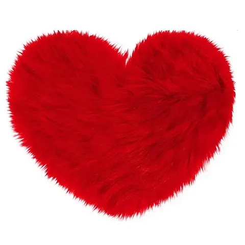 Fusked Fur Area Rugs Super Soft Premium Polyester Antislip Shaggy for Home, Office Rugs Super Smooth Surface and Texture (Fur Mat in Round Heart Shape Red)