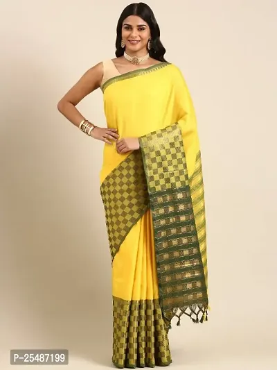 Fancy Cotton Silk Saree With Blouse Piece For Women-thumb0