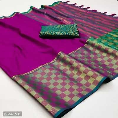 Fancy Cotton Silk Saree With Blouse Piece For Women-thumb0