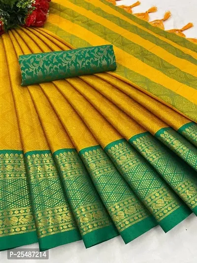 Fancy Cotton Silk Saree With Blouse Piece For Women