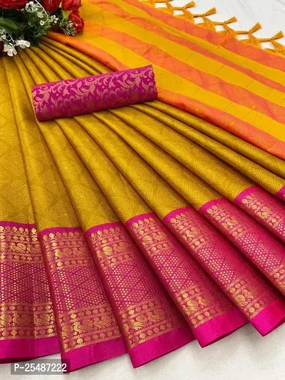 Fancy Cotton Silk Saree With Blouse Piece For Women-thumb0