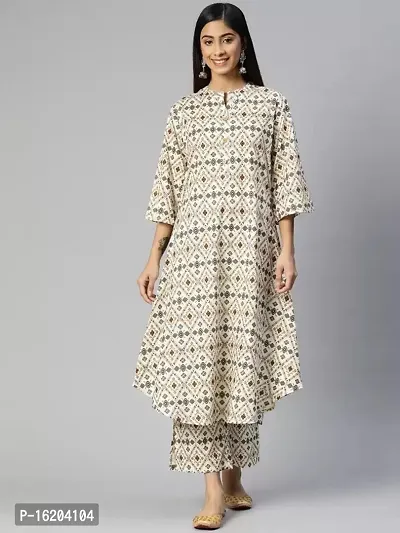 A-Line White  Viscose Rayon Kurta Bottom Set For Women-thumb0