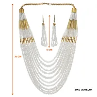 Stylish White Metal Necklace Chain With Earrings For Women-thumb4