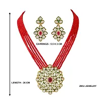 Stylish Red Glass Necklace Chain With Earrings For Women-thumb1