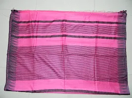 INDIA SILK PWCS LTD Women's Bhagalpuri Cotton Silk Temple Border Saree with Blouse (KST39, Pink Black)-thumb4