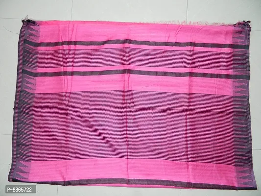 INDIA SILK PWCS LTD Women's Bhagalpuri Cotton Silk Temple Border Saree with Blouse (KST39, Pink Black)-thumb5