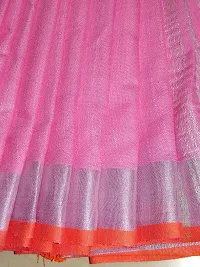 Handloom Fabric Women's Linen Viscose Saree with Blouse Piece, HF 002-SR (Pink)-thumb3