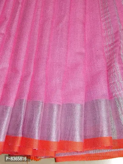 Handloom Fabric Women's Linen Viscose Saree with Blouse Piece, HF 002-SR (Pink)-thumb4