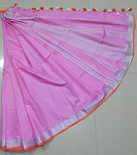 Handloom Fabric Women's Linen Viscose Saree with Blouse Piece, HF 002-SR (Pink)-thumb1