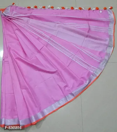 Handloom Fabric Women's Linen Viscose Saree with Blouse Piece, HF 002-SR (Pink)-thumb2