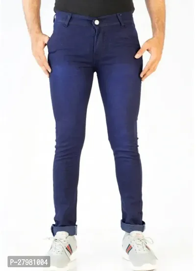 Classic Blue Casual Denim Jeans For Men-thumb0