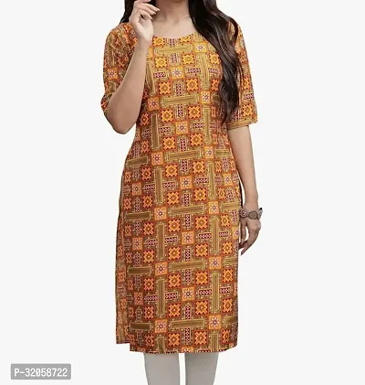 Stylish Orange Cotton Blend Kurta For Women-thumb0