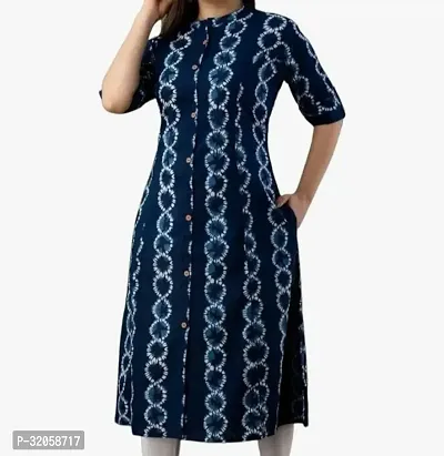 Stylish Blue Cotton Blend Kurta For Women-thumb0