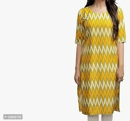 Stylish Yellow Cotton Blend Kurta For Women-thumb0