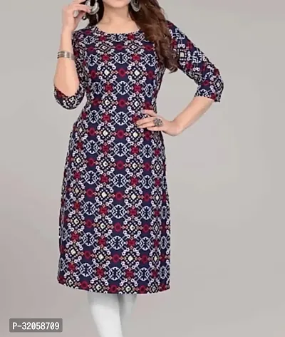 Stylish Blue Cotton Blend Kurta For Women-thumb0