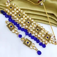 Latest Beautiful Brass Kundan Choker with Earrings-thumb2