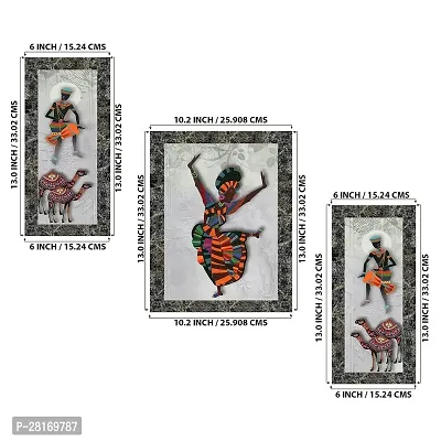 Set Of 3-Piece Traditional Dance Modern Art MDF Framed Wall Art Painting-thumb3